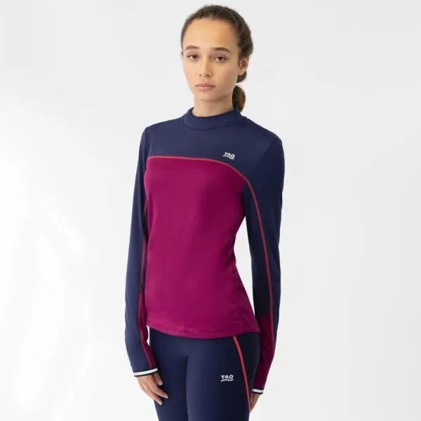 TAO Sportswear TAO Sportswear Atmungsaktives Damen Langarm Laufshirt GAIA mit Stehkragen, Bordeaux, – Produktbild 2 von 4