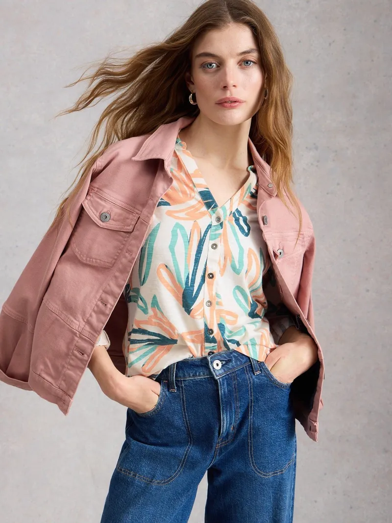 White Stuff Jerseybluse Annie - 52, Elfenbein print, – Produktbild 1 von 4