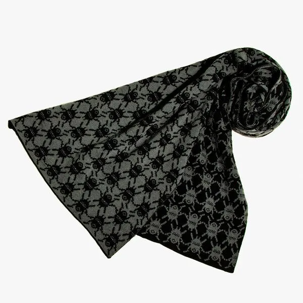 LANARTO slow fashion LANARTO slow fashion Schal Muster 'Käfer' zweifarbig gestrickt aus Merinowolle, Schwarz, – Produktbild 1 von 2