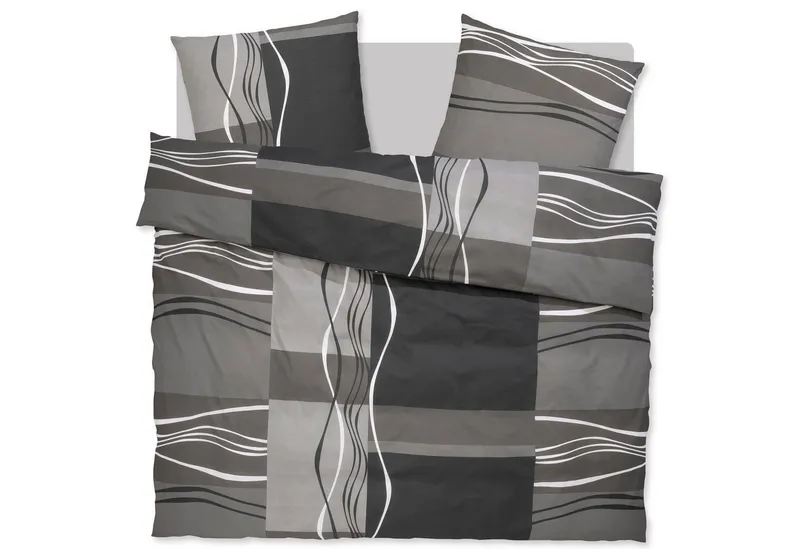 OTTO home Bettwäsche Kelian in Gr. 135x200, 155x220 cm u.a. Bettwäsche-Set mit Baumwolle, Linon, 3 teilig, in verschiedenen Qualitäten, gemusterte Bettwäsche, Grau, – Produktbild 1 von 5