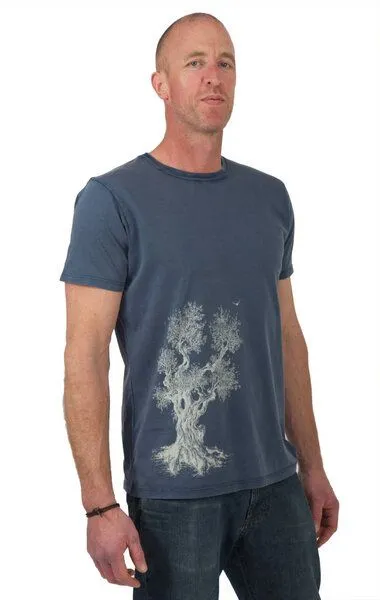 Life-Tree Life-Tree Shirt aus Biobaumwolle für Herren "Olive Tree", Blau, – Produktbild 1 von 5