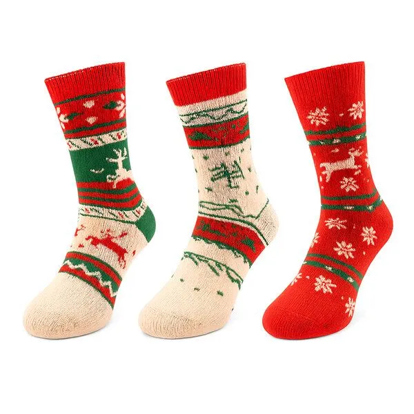 Bruno Barella Bruno Barella Alpaka Thermo-Socken 3er-Pack aus 80% Alpakawolle mit winterlichen Rentier-Motiven – Produktbild 3 von 3