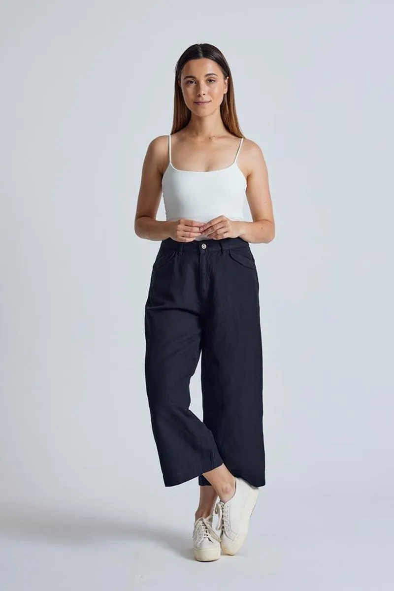 Flax and Loom Leinen-Baumwoll Culotte Modell: Betty, Black, – Produktbild 1 von 1