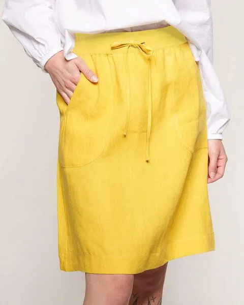 Alma & Lovis Alma & Lovis Sportiver Rock aus reinem Leinen | Linen Skirt, Sun (gelb), – Produktbild 1 von 4