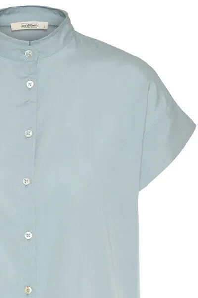 Wunderwerk Wunderwerk Damen Bluse aus Lyocell (TENCEL) "TENCEL square stand collar", Türkis (misty aqua 714), – Produktbild 4 von 4