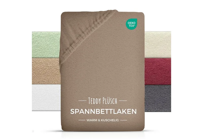 Carpe Sonno Spannbettlaken Teddy Plüsch Winter Bettlaken 90x200 100x200 140x200 180x200 200x200, Fleece, Gummizug: rundum, (1 Stück), Kuscheliges Spannbettlaken 100x200 Warmes Spannbetttuch Braun, Braun, – Produktbild 1 von 5