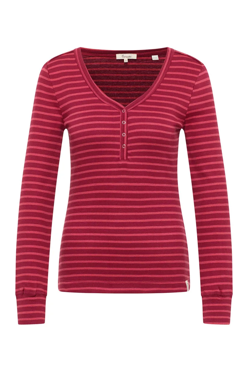 Tranquillo Jerseyshirt Silviee aus Tencel™ - stripes red / XL – Produktbild 1 von 2