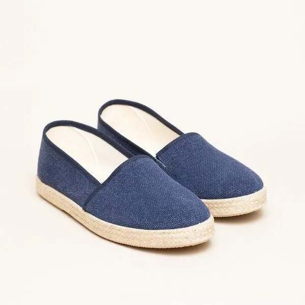 Gottstein Gottstein Camping Linen-Espadrille aus zertifizierten Leinen für Damen - Sommerschuh mit Gummisohle, Dunkel-blau, – Produktbild 1 von 4