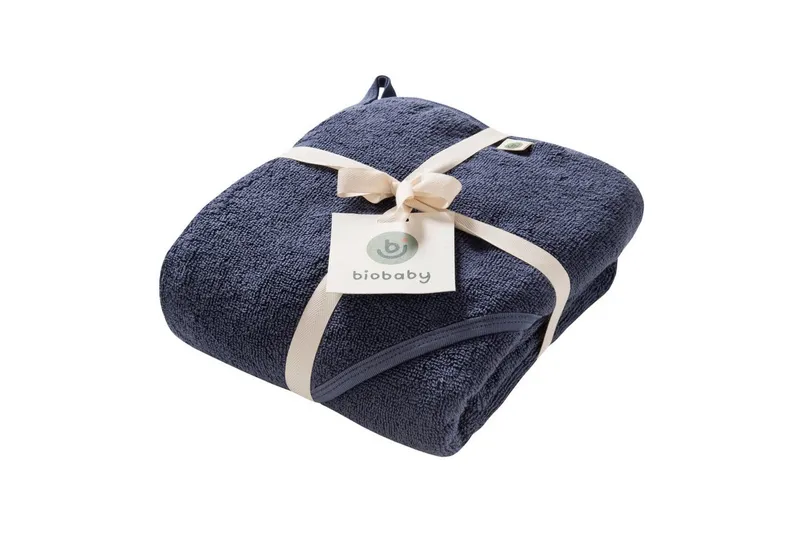 People Wear Organic People Wear Organic Kapuzenhandtuch, Biobaby Kapuzenhandtuch, Frottee, 100% Baumwolle (kbA), 80x80cm, Blau, – Produktbild 1 von 3