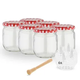 mikken mikken Fermentier Starter Set - 6 Fermentiergläser 425 ml mit Fermentier Gitter, Holzstößel und Deckel – Produktbild 1 von 1