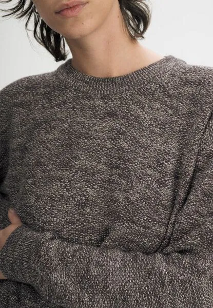 MELA MELA Strukturierter Strickpullover SURIYA aus 100% Bio-Baumwolle, Brown speckles, – Produktbild 4 von 4