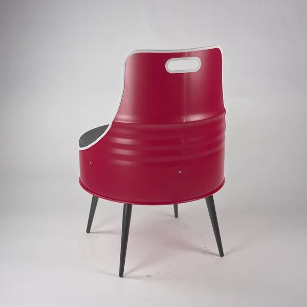 Lockengelöt Lockengelöt Stuhl aus einem Hamburger Ölfass, Purpurrot (gepulvert), – Produktbild 3 von 3