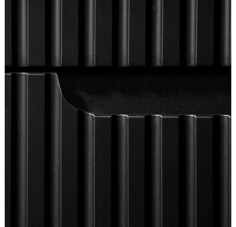 Lomadox Hochschrank NEWPORT-56-BLACK Badschrank 2-trg Regal schwarz gerillte Front grifflos, Schwarz, – Produktbild 2 von 3