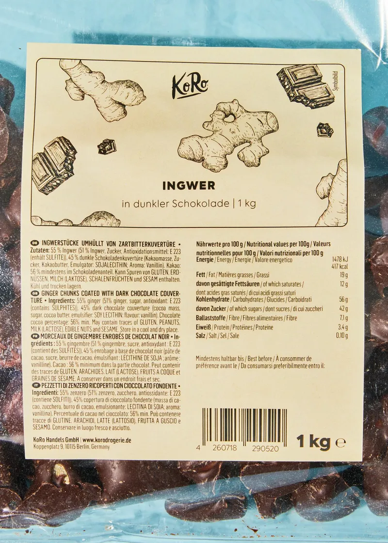 KoRo Ingwer in dunkler Schokolade 1 kg – Produktbild 3 von 4
