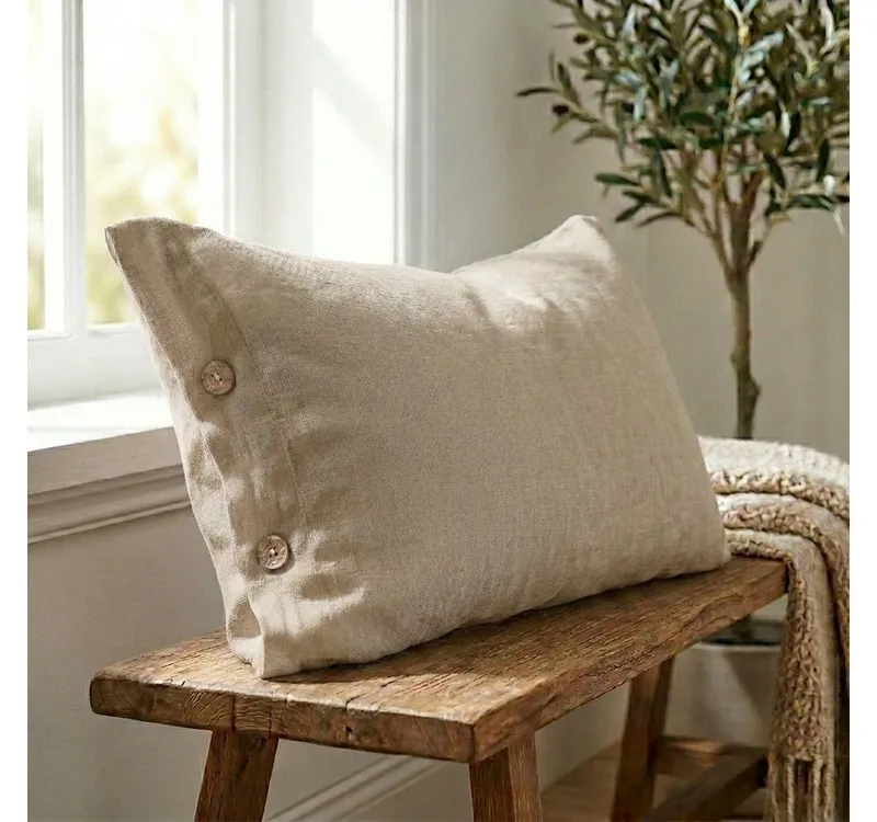 Interior by Hakito Kissenbezug 100% reine Leinen 180g/m² GOTS BIO zertifiziert, Beige, – Produktbild 3 von 5