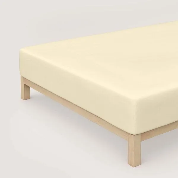 Schlafgut Schlafgut Boxspring Spannbettlaken Pure 95% Biobaumwolle, 5% Elasthan - Matratzenhöhe bis 40cm, Yellow light, – Produktbild 1 von 4