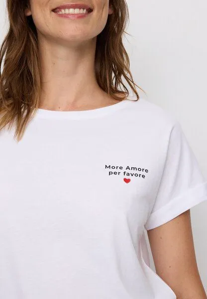 recolution Damen T-Shirt aus Bio-Baumwolle - CAYENNE MORE AMORE - recolution, White (weiß), – Produktbild 1 von 4