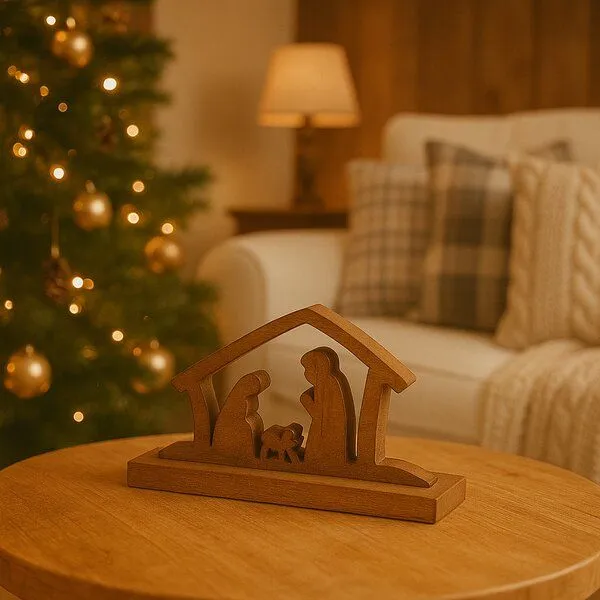 GLOBO Fair Trade GLOBO Fair Trade Krippe NOEL, Mangoholz - Weihnachtsgeschichte, Teelicht, Deko – Produktbild 1 von 2