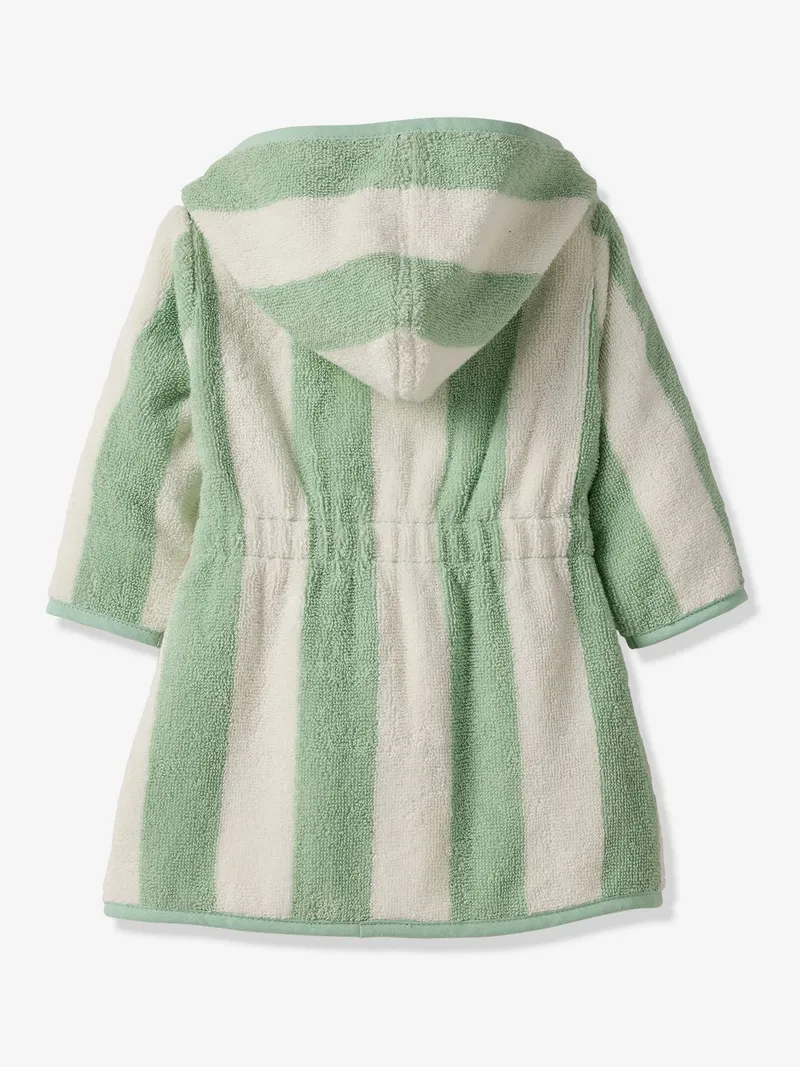 Vertbaudet Baby Bademantel STRANDKORB Capsule FAMILY personalisierbar, Grün gestreift, – Produktbild 2 von 2