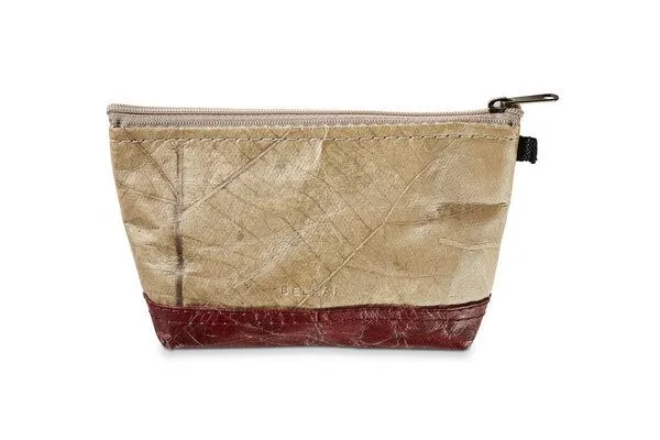 BELEAF BELEAF Veganer Kosmetikbeutel "BAG LEAF" aus Blattleder, Poppy red, – Produktbild 2 von 4