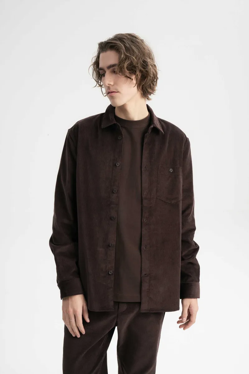 MELA MELA Herren vegan Hemd Corduroy Nimit Braun, Dunkelbraun, – Produktbild 2 von 2