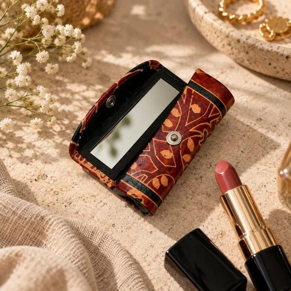 Janselo Savanna Rhythm Design Shanti-Leder-Lippenstift-Etui – Produktbild 3 von 3