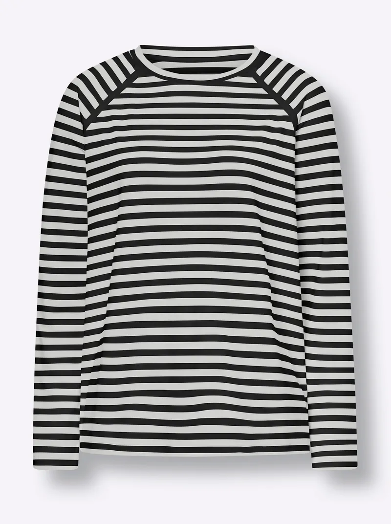 heine Ringelshirt schwarz-ecru-gestreift, Schwarz-ecru-gestreift, – Produktbild 1 von 2