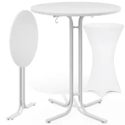 Casaria® Stehtisch Weiß 110x70cm + Stehtischhusse Weiß Ø70cm – Produktbild 1 von 1