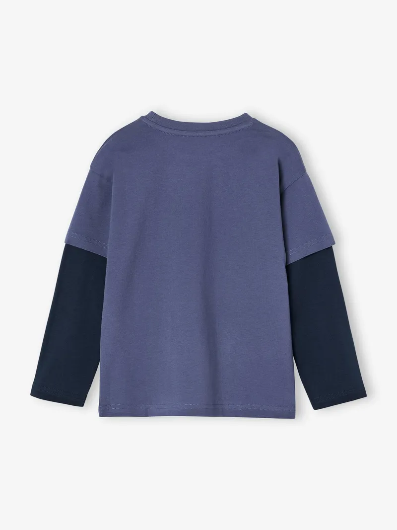 Vertbaudet Jungen 2-in-1-Langarmshirt, Blau, – Produktbild 2 von 3