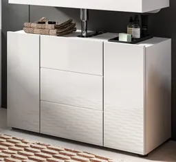Inn.Furn Waschbeckenunterschrank Larik (Badschrank in Weiß Hochglanz, Breite 80 cm) mit 4 Fächern – Produktbild 1 von 1