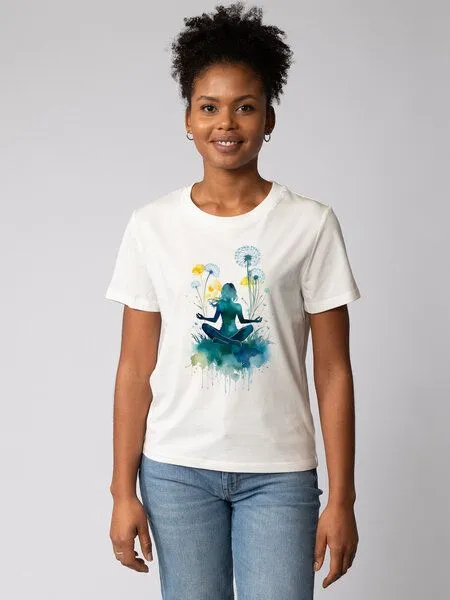 watapparel watapparel T-Shirt Frauen Yoga & Meditation, Off white, – Produktbild 1 von 4