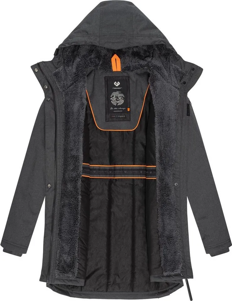ragwear ragwear Wintermantel Elsie Melange Wasserdichter Winterparka mit Kapuze und Teddyfleece, Schwarz, – Produktbild 1 von 3