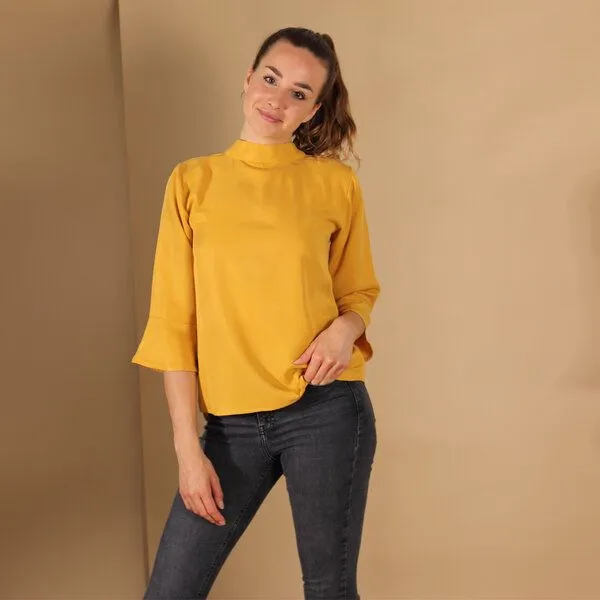 ManduTrap ManduTrap Bluse/Top aus Tencel in Blau, Senfgelb oder Rost,, Senfgelb, – Produktbild 3 von 4