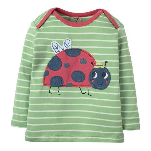 Frugi Frugi Langarm-Shirt mit Käfer in grün Bobby Applique Top – Produktbild 1 von 4