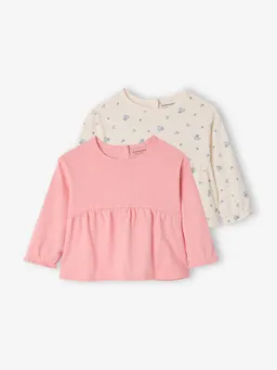 Vertbaudet 2er-Pack Baby Langarm-Blusenshirts mit Kräuselfalten BASIC – Produktbild 1 von 1