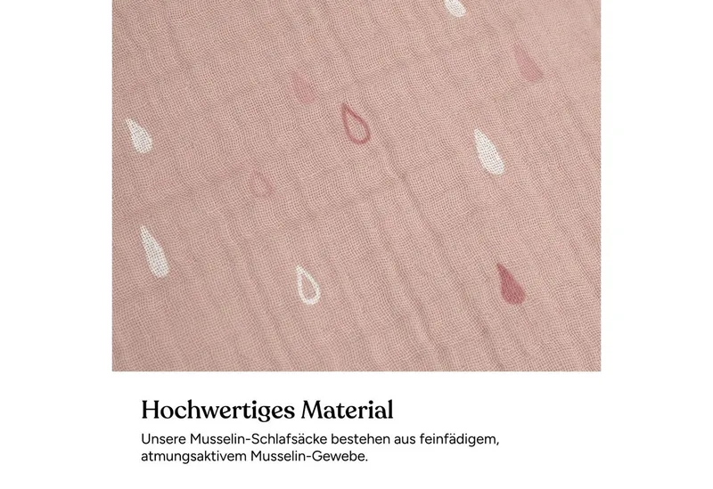 Ehrenkind Babyschlafsack Musselin Ganzjahresschlafsack Rund, 2.5 TOG (mit atmungsaktiver Bio-Baumwolle), für guten Schlaf zu jeder Jahreszeit, Natur tropfen, – Produktbild 4 von 5
