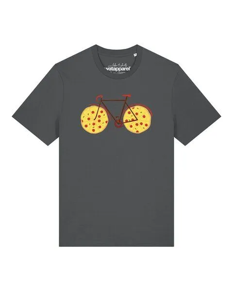 watapparel watapparel T-Shirt Unisex Pizza Fahrrad, Anthracite, – Produktbild 1 von 2