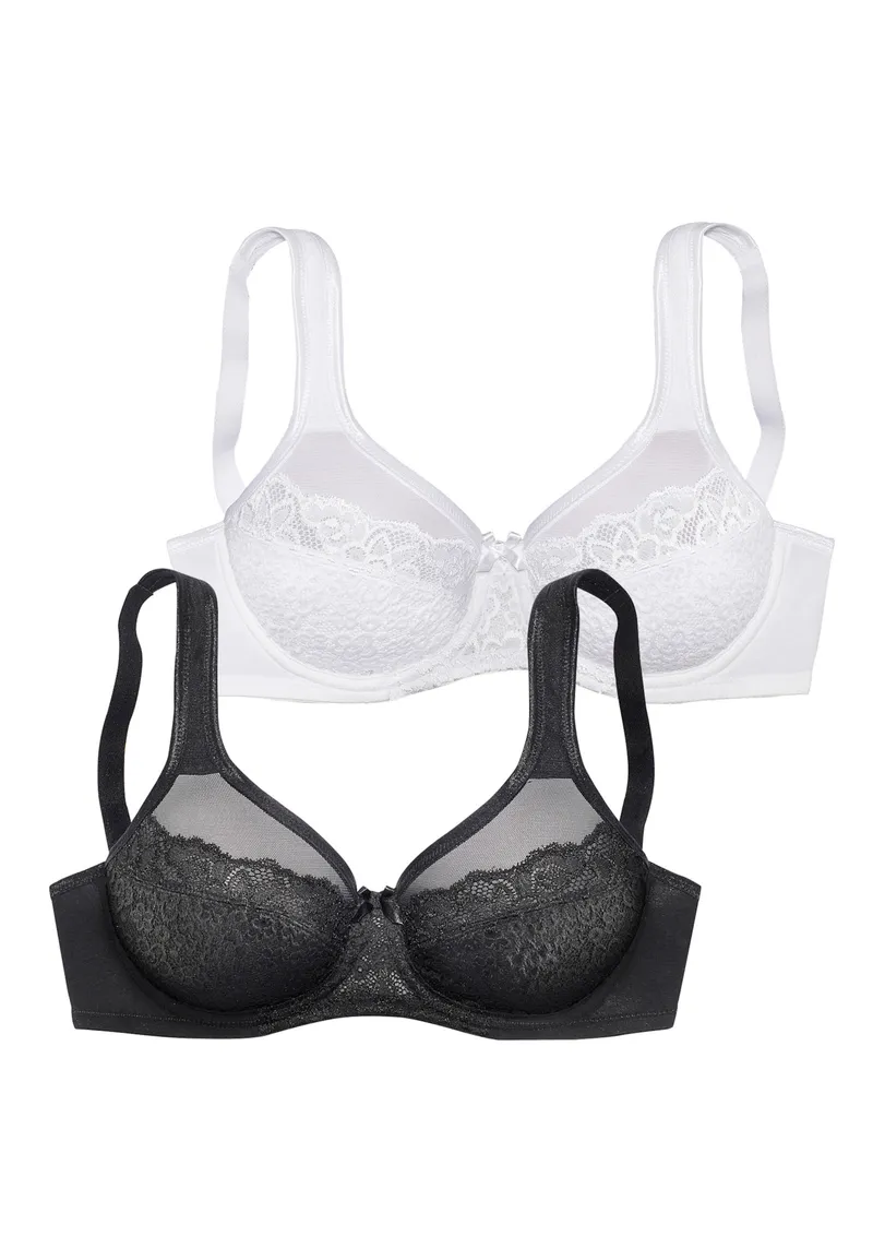 petite fleur by Lascana Bügel-BH schwarz+weiß, Schwarz+weiß, – Produktbild 1 von 2