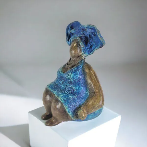 Moogoo Creative Africa Moogoo Creative Africa Bronze-Skulptur "Bobaraba Henriette" Unikate by Hamidou | handgemacht, Blau, – Produktbild 3 von 5