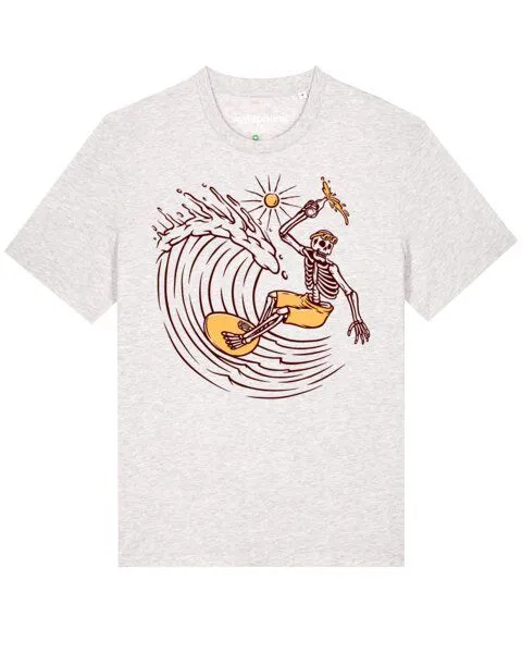 watapparel watapparel T-Shirt Unisex Surfing for life, Cool heather grey, – Produktbild 1 von 4