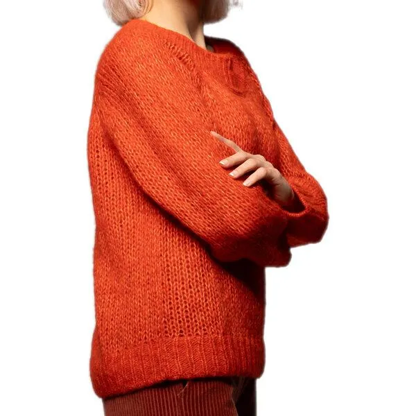 Alma & Lovis Alma & Lovis flauschiger Pullover aus Alpaka und Baumwolle, Rot, – Produktbild 4 von 4