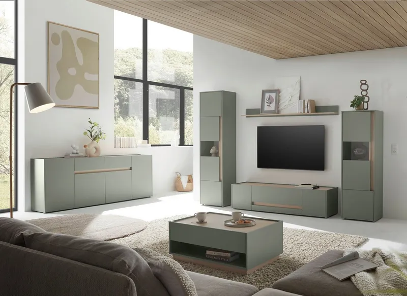 Home affaire Wandregal City/Giron, modernes Wandboard, Wandhalter mit Ablagefläche, vielseitig einsetzbares Hängeregal, Grün, – Produktbild 1 von 5