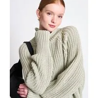 JAN N JUNE JAN N JUNE Bio-Baumwolle Rollkragenpullover OLA GOTS, Vintage lace (hell grün), – Produktbild 1 von 1