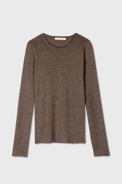 The Slow Label The Slow Label Langarm-Shirt aus Merinowolle, Taupe melange (beige), – Produktbild 1 von 4