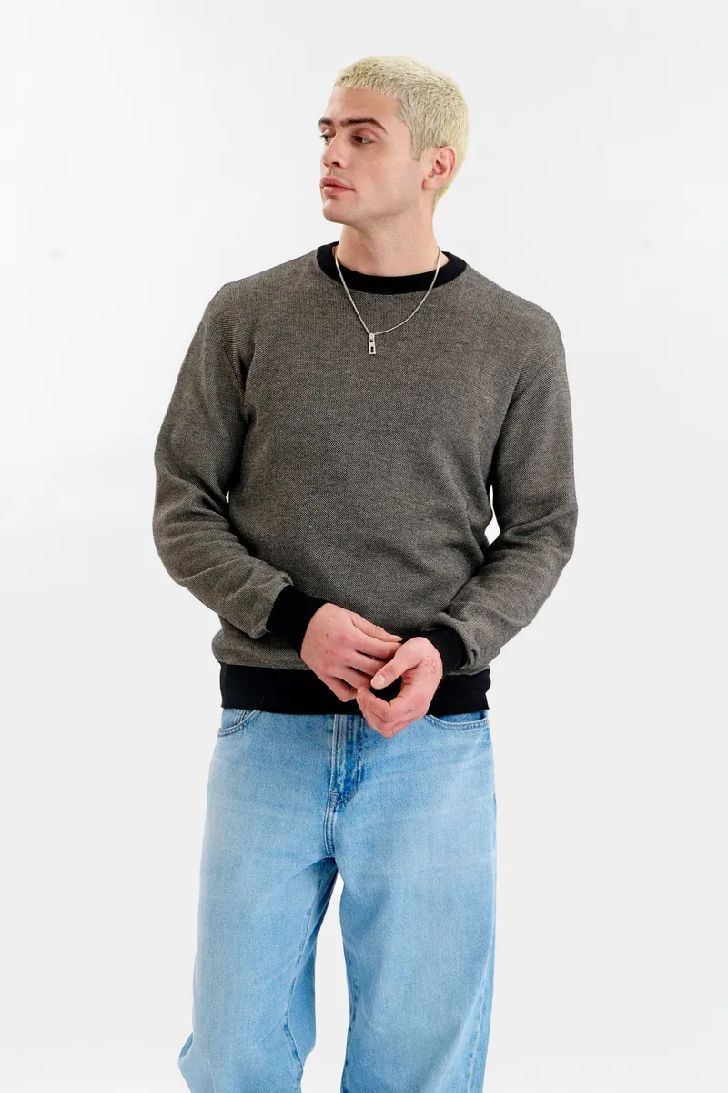 KOMODO KOMODO Herren vegan Pullover Leon Grau/ Schwarz, Schwarz, – Produktbild 1 von 2