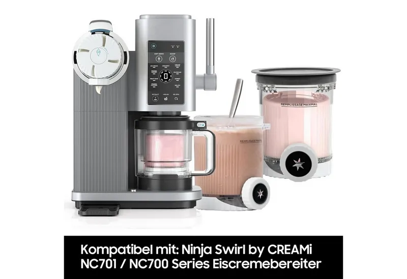 SURFOU Eisbereiteraufsatz 2er-Set Creami Zubehör, 480 ml, für NC700/NC701 Serie, BPA-frei, Spülmaschinenfest, mit grauen Deckeln, Eiscreme-Aufbewahrung, Weiß, – Produktbild 2 von 5