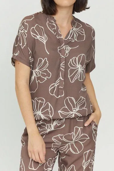 Mazine Mazine Hemdbluse - Benoni Print Blouse - aus Ecovero, Deep taupe (braun), – Produktbild 1 von 3