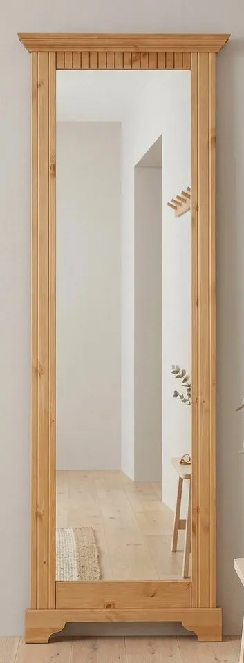OTTO home Spiegel Rustic, Garderobenspiegel, Landhausstil, Rahmen in Kiefer massiv, Höhe 190 cm, mit Zierfräsungen, Beige, – Produktbild 3 von 8