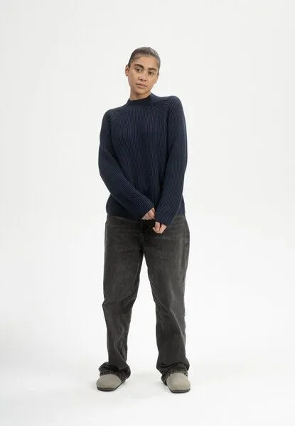 MELA Rippstrick Stehkragenpullover ANALAH | von MELA | Fairtrade & GOTS zertifiziert, Navy, – Produktbild 3 von 4