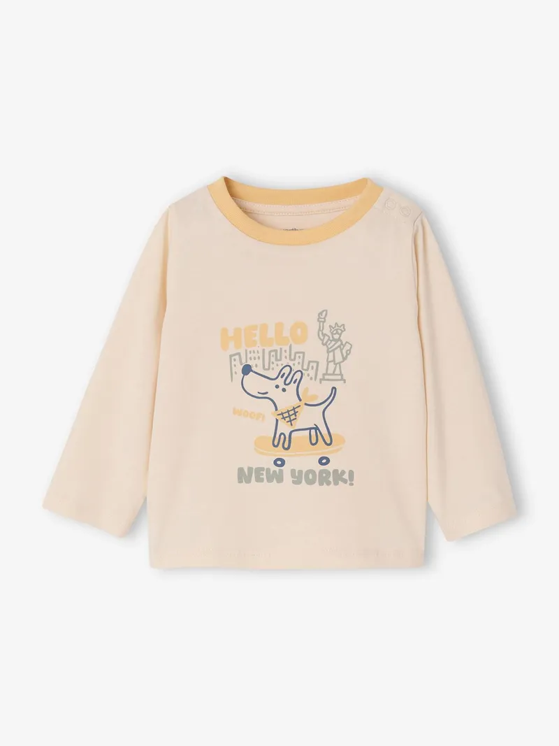 Vertbaudet Shirt mit Druckknöpfen an der Schulter Baby vanille, Vanille, – Produktbild 3 von 4